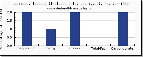 magnesium and nutrition facts in iceberg lettuce per 100g